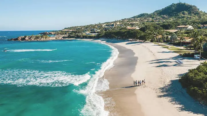 Aerial view of the beach at the Four Seasons Resort in Punta Mita