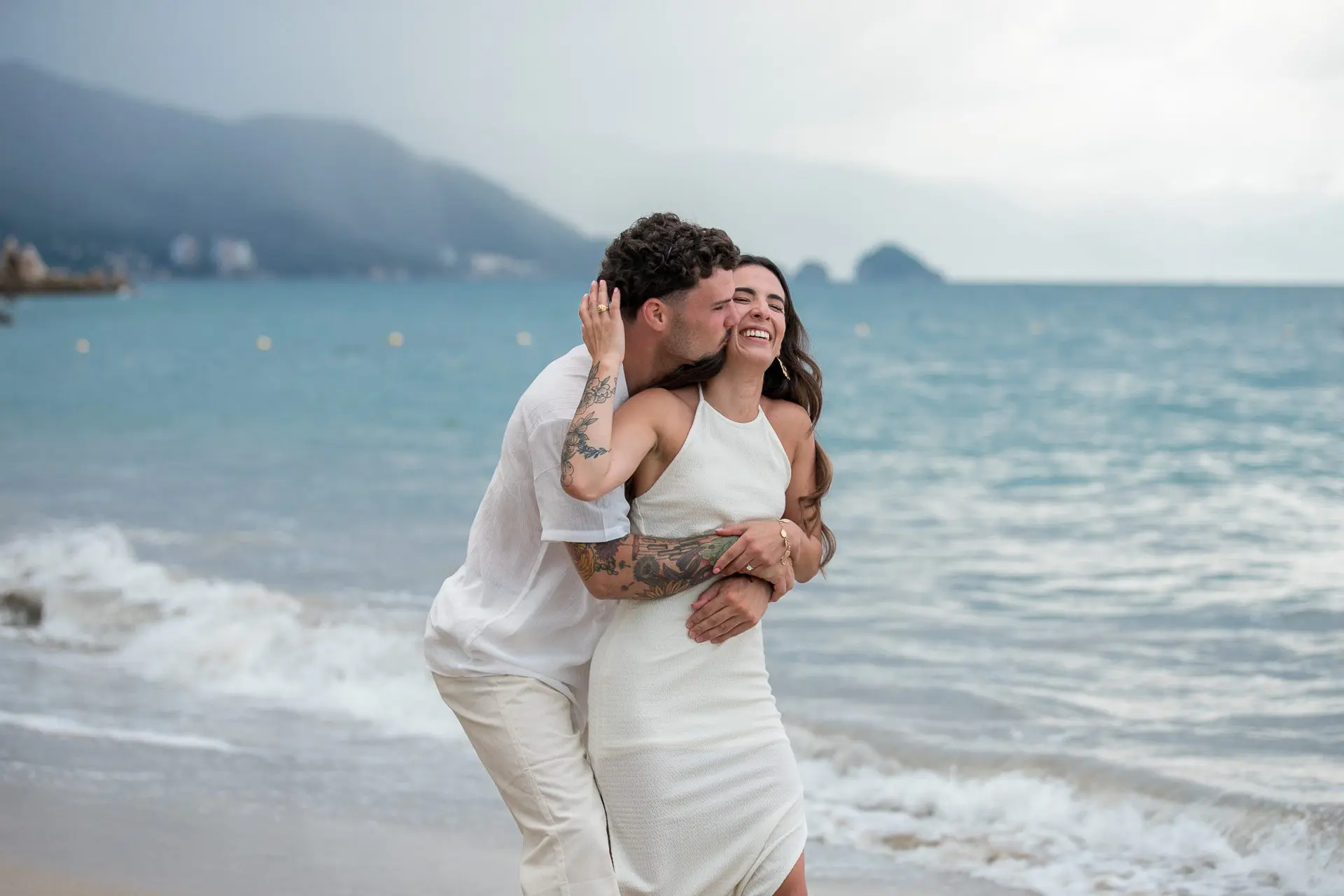 Recently engaged couple on the beach in Puerto Vallarta, Mexico