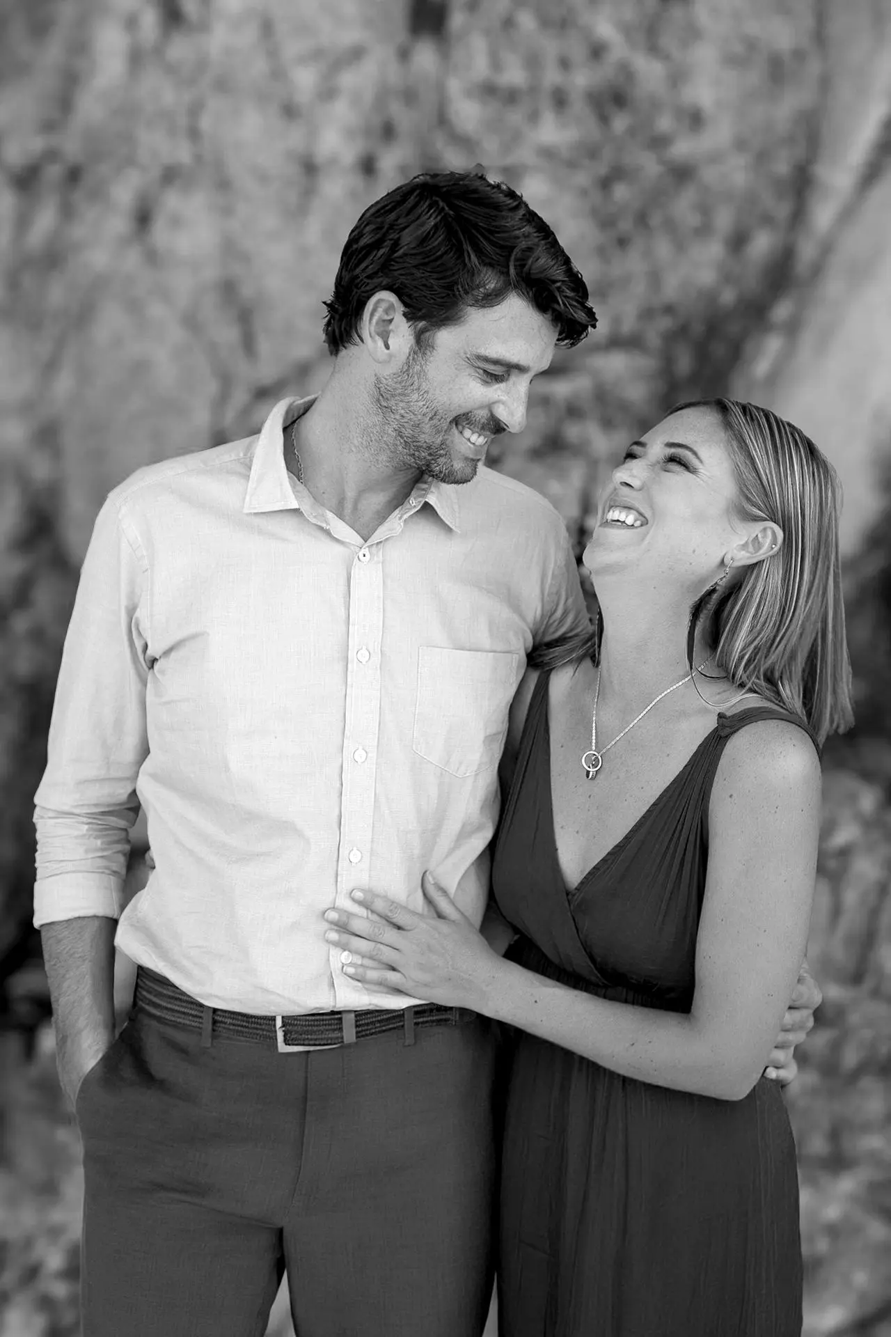 Black and white portrait of husband and wife team Diego Chas and Taylor Wade, founders of Chas Studios